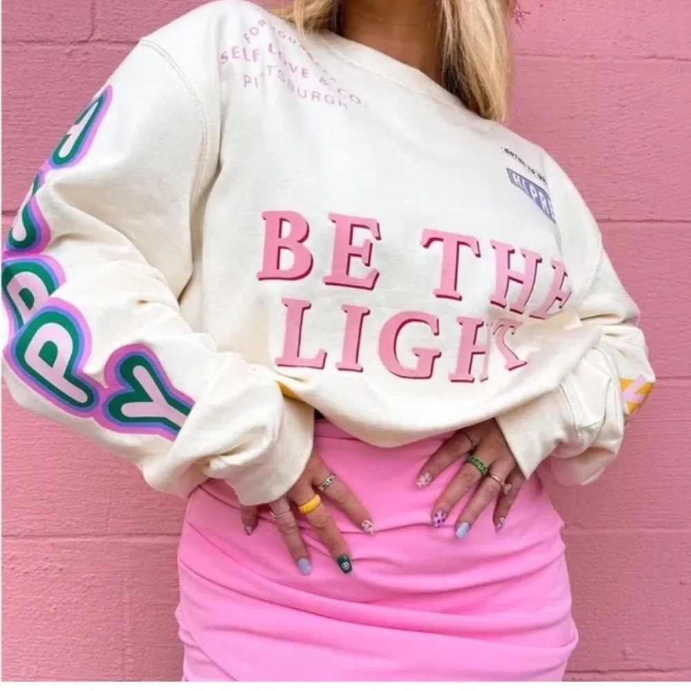 Skullhouse design Be The Light Crewneck: Vanilla limited edition Kelclight Sz XL